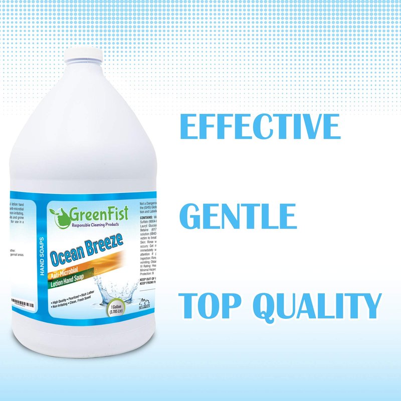 GreenFist Lotionized Hand Soap [ Liquid Gel Refill ] Made in USA, 128 Ounce (1 Gallon) (Ocean Breeze)