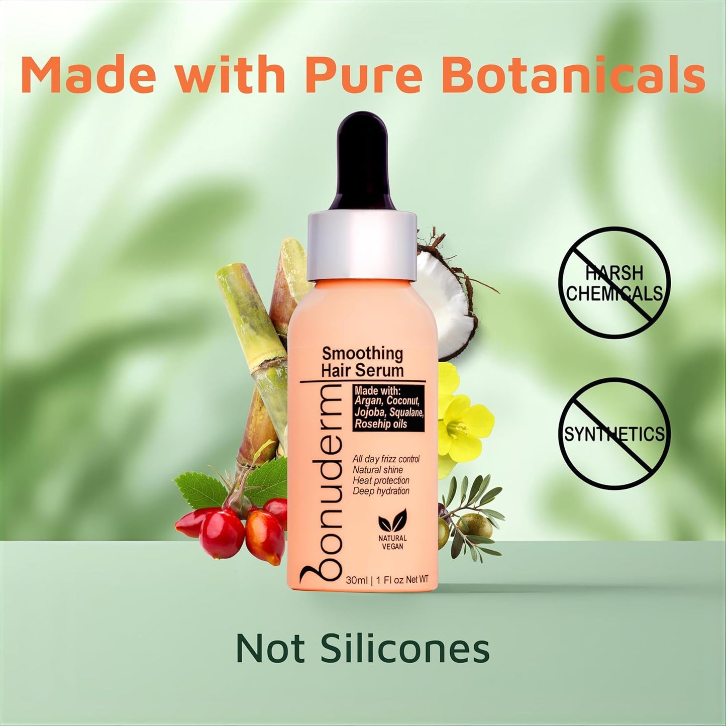 Hair Oil for Frizzy, Damaged Hair - Hydrating Vegan Formula | Tames Frizz, Adds Shine & Softness
