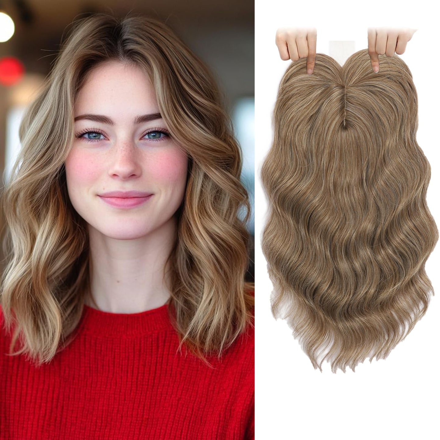 TYQ Hair Toppers for Women 14 Inch Curly Side Part Clip in Bangs(#4)