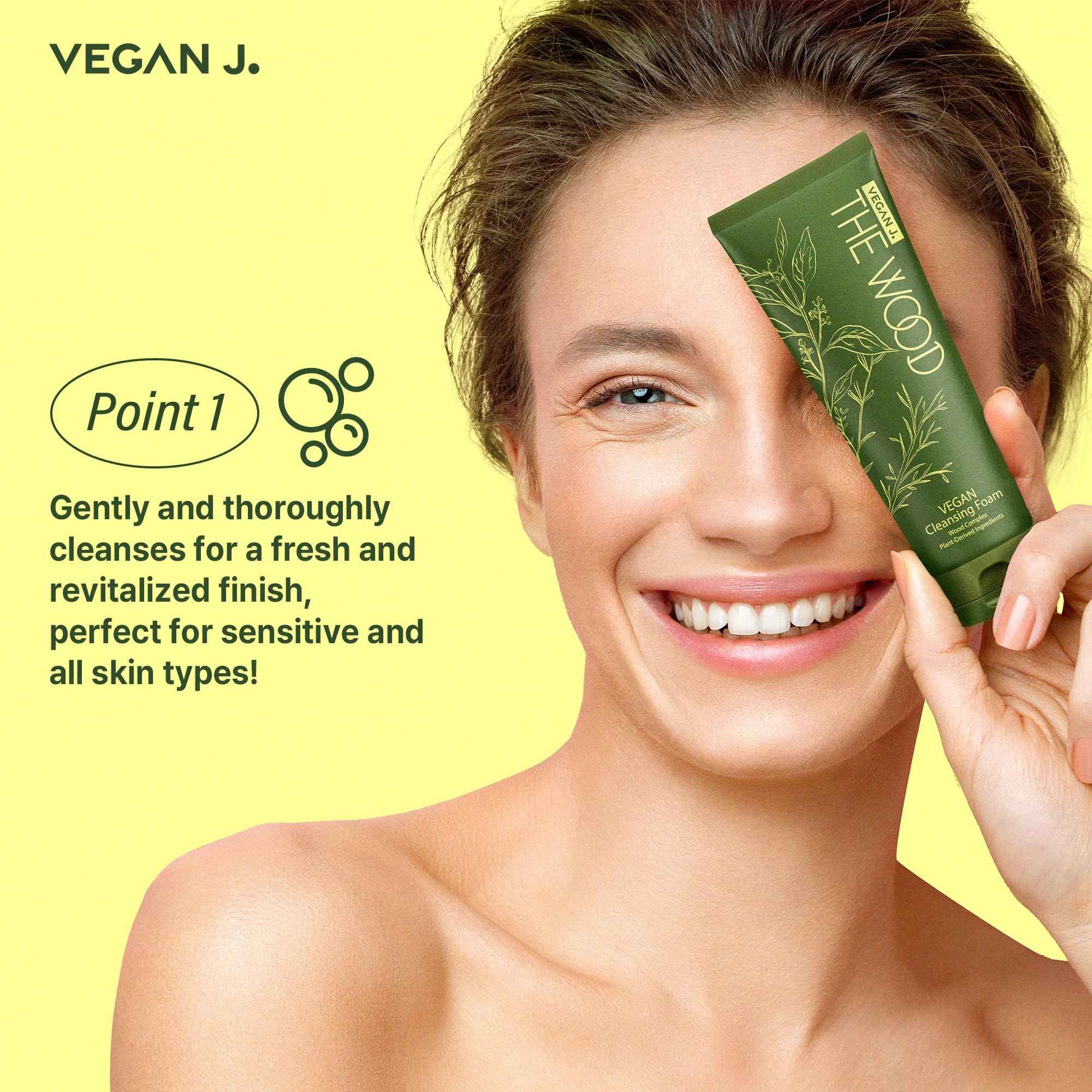 VEGAN J. The Wood Vegan Cleansing Foam | Cleans 99.37% Impurities | Vegan Certified - 100ml