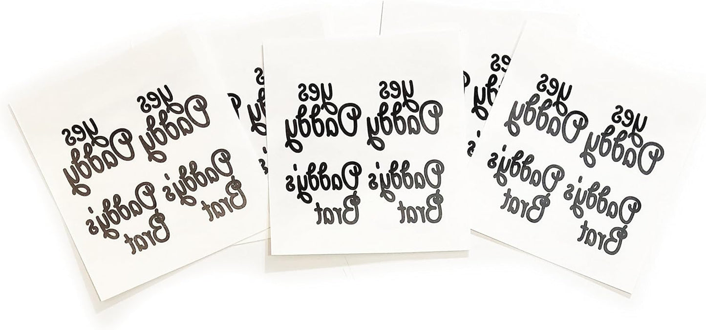Daddy's Brat Temporary Tattoos - 5 Sheets of Fun & Unique Designs