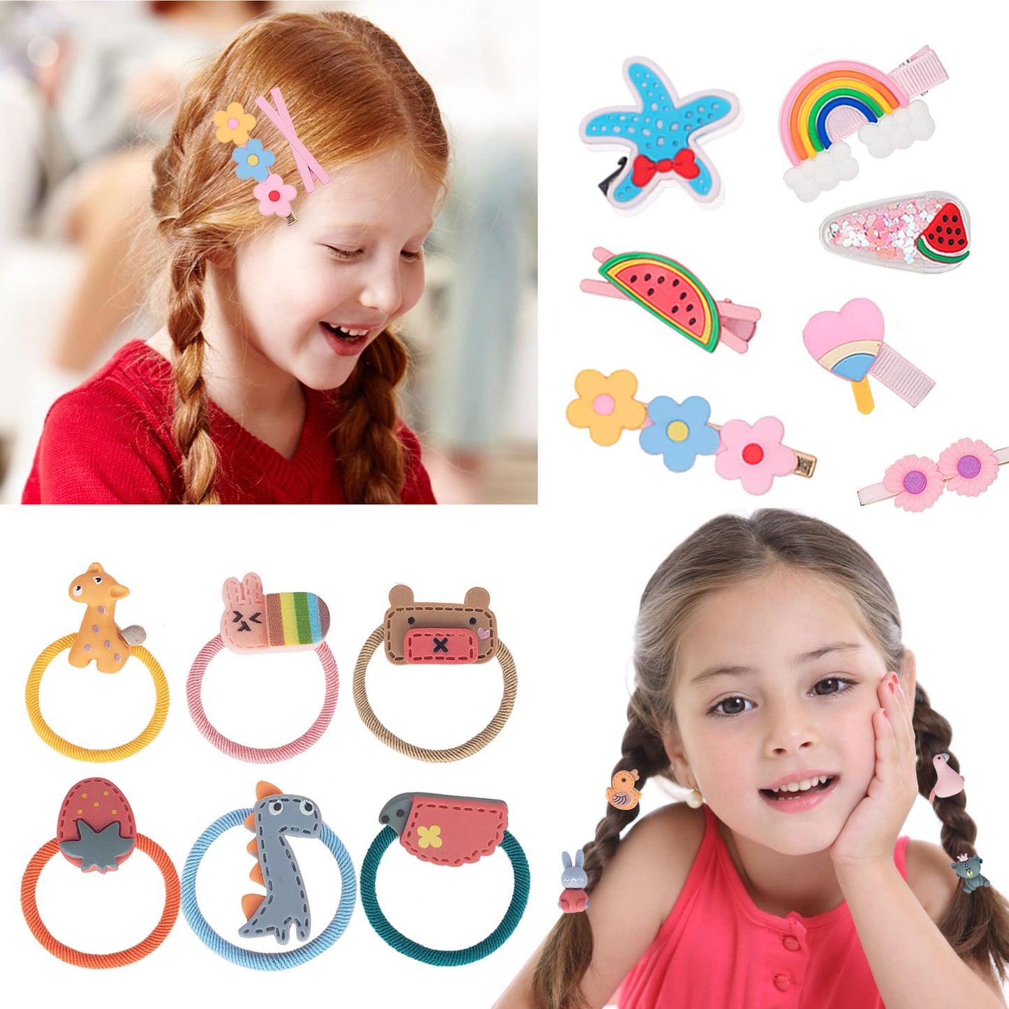 ONECOCOA Hair Accessories for Girls，Teen Girl Gifts Including Jewelry Box/Hair Clips/Hair Barrettes/Hair Ties/Hair Bows，birthday gift for girls age 6 7 8-14（Cute Bear）