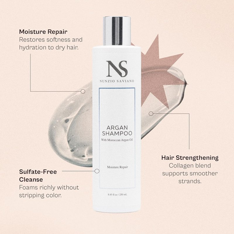 Argan Oil Shampoo - Moisture Repair with Moroccan & Macadamia Oil - 8.45 oz | Sulfate-Free, Paraben-Free for Dry, Damaged Hair