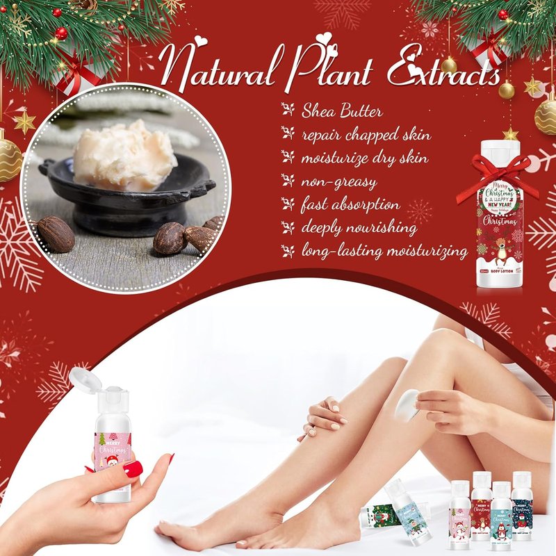 Christmas Hand Cream Gift Set - 48 Travel Size Moisturizing Lotions for Women | Perfect for Party Favors & Stocking Stuffers