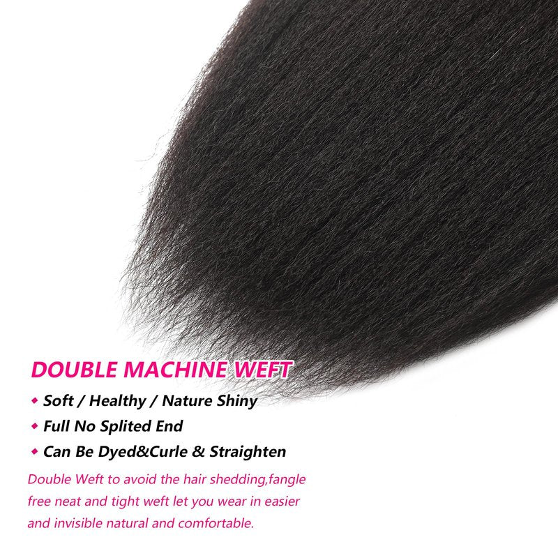 Human Braiding Hair for Boho Braids Human 100g 22 Inch Kinky Straight Bulk Human Hair Yaki Straight Bulk Hair Extensions for Black Women Bohemian 1 Bundles/Pack Natural Color