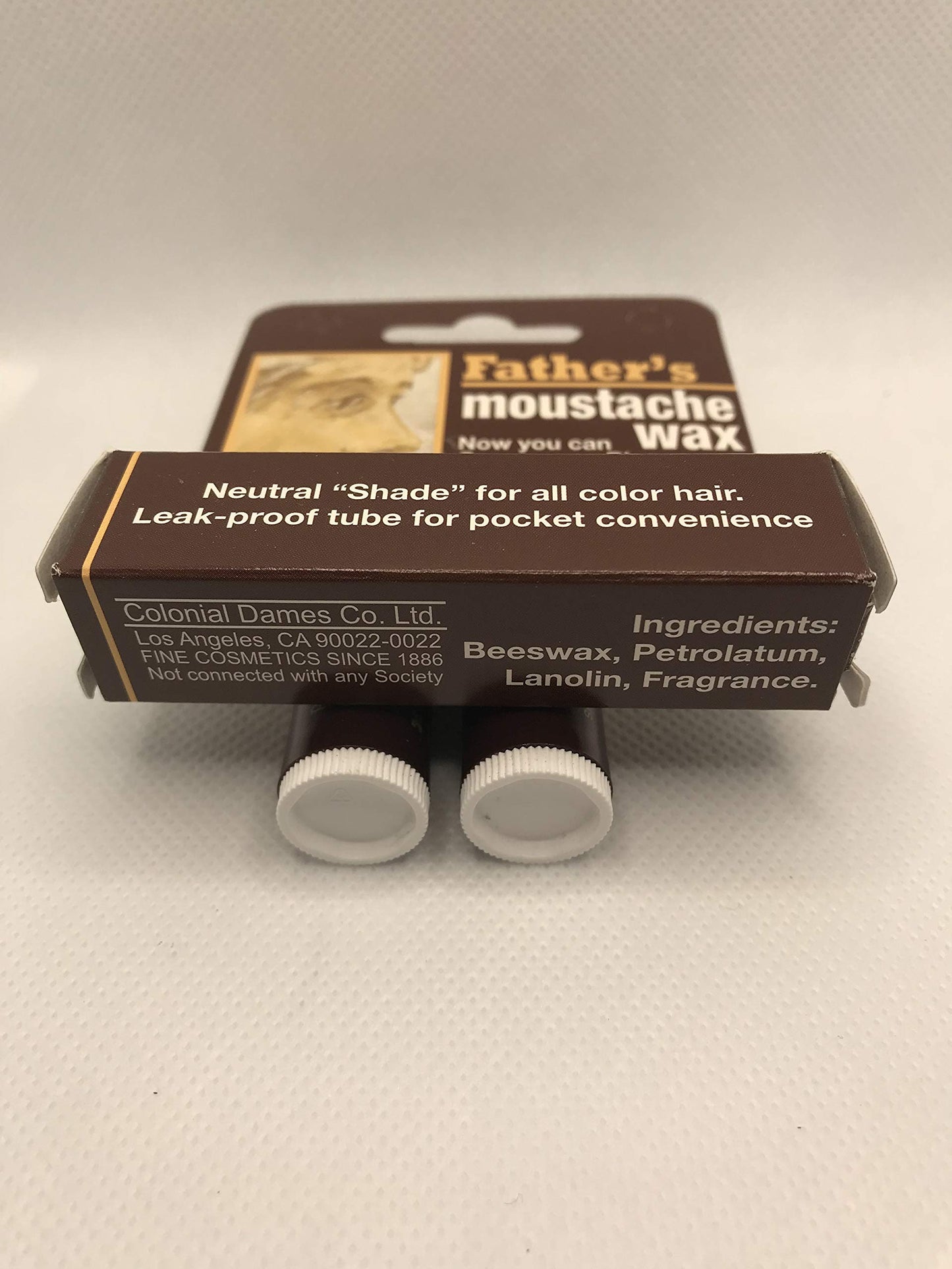 Father's Moustache Wax Neutral. Neutral Shade for All Color Hair. Leak Proof Tube for Pocket Convenience (4). ON All Multi Packs at Checkout, (Pack of 4)