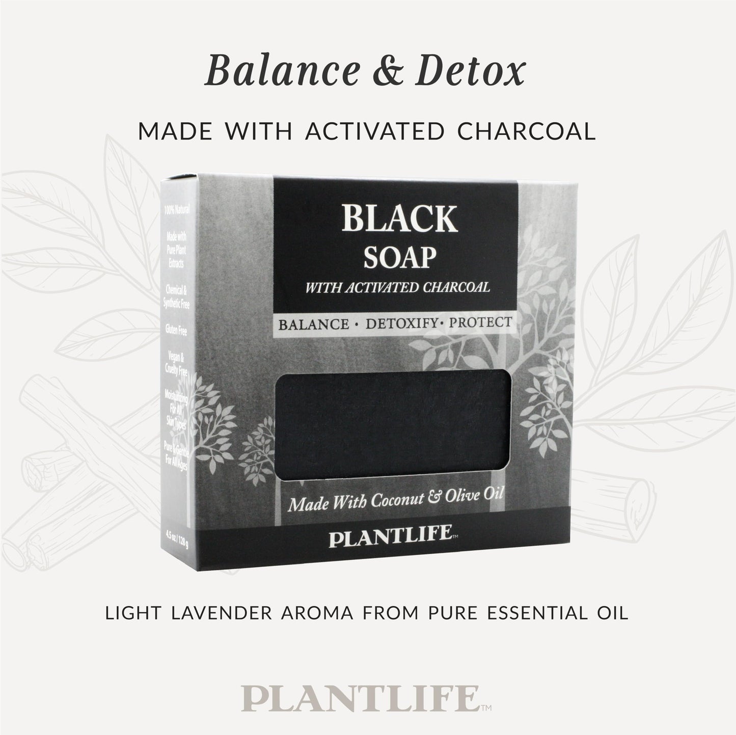 Plantlife Black 6-Pack Bar Soap - Moisturizing and Soothing Soap for Your Skin - Hand Crafted Using Plant-Based Ingredients - Made in California 4.5oz Bar