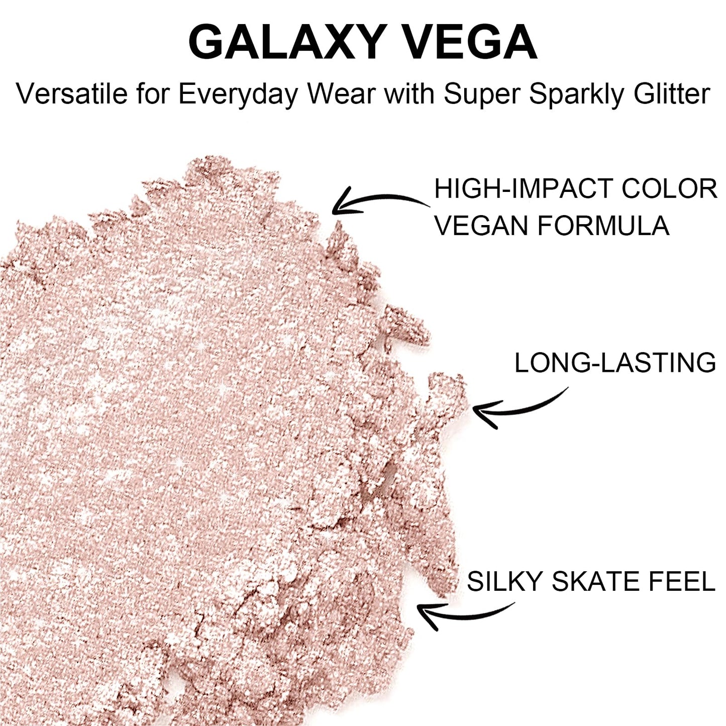 Jutqut Single Shimmer Glitter Eyeshadow Palette - Pearl White Sparkle Diamond Cream Eye Shadow Compact, Long-Lasting Shimmery Eye Makeup and Highlight - Vegan Formula, 01# GALAXY VEGA
