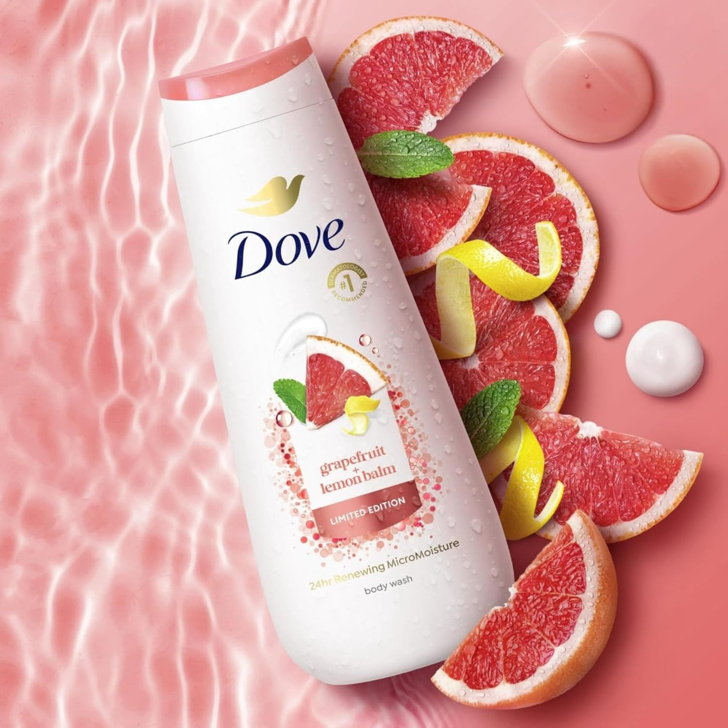 Dove Renewing MicroMoisture Body Wash - Limited Edition Summer Scents | Grapefruit & Lemon Balm