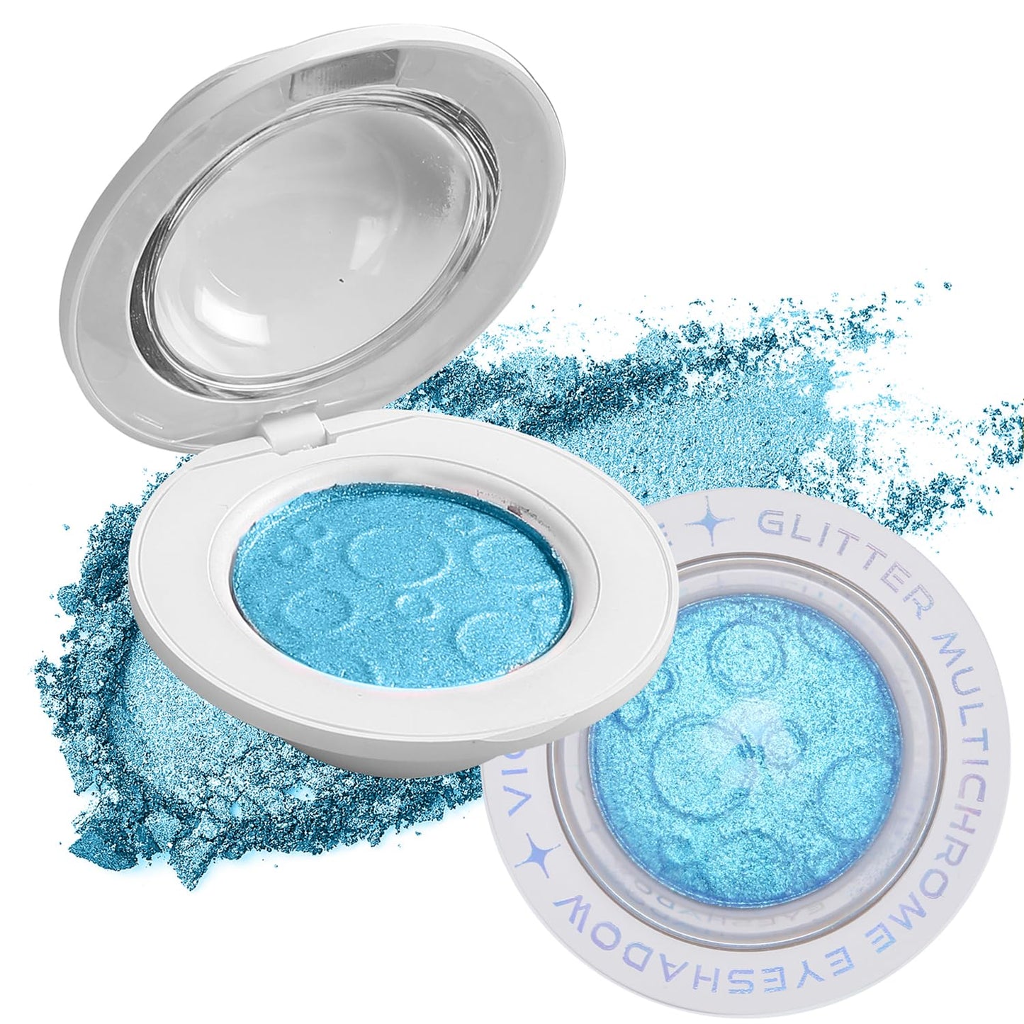 VIOLA HOUSE Glitter Eyeshadow Palette, Holographic Shimmer Eye Shadow,Multichrome Metallic Eye Makeup Pigment, Vegan & Cruelty-Free, Long-Lasting, Unique Planet Design3g/0.1oz(Silver)