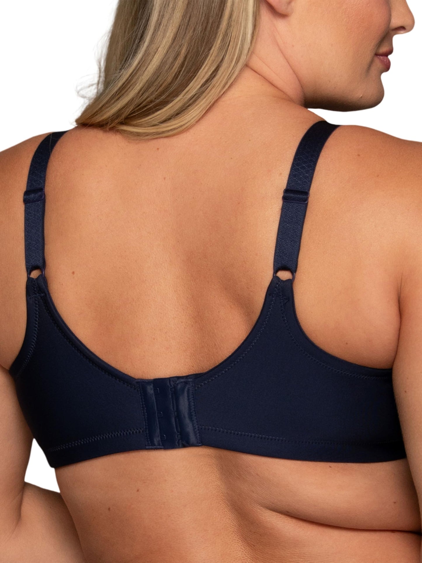 Vanity Fair Women's Full Figure Beauty Back Smoothing Bra, 4 Way Stretch Fabric, Lightly Lined Cups up to H - Wirefree - Navy, 36DDD