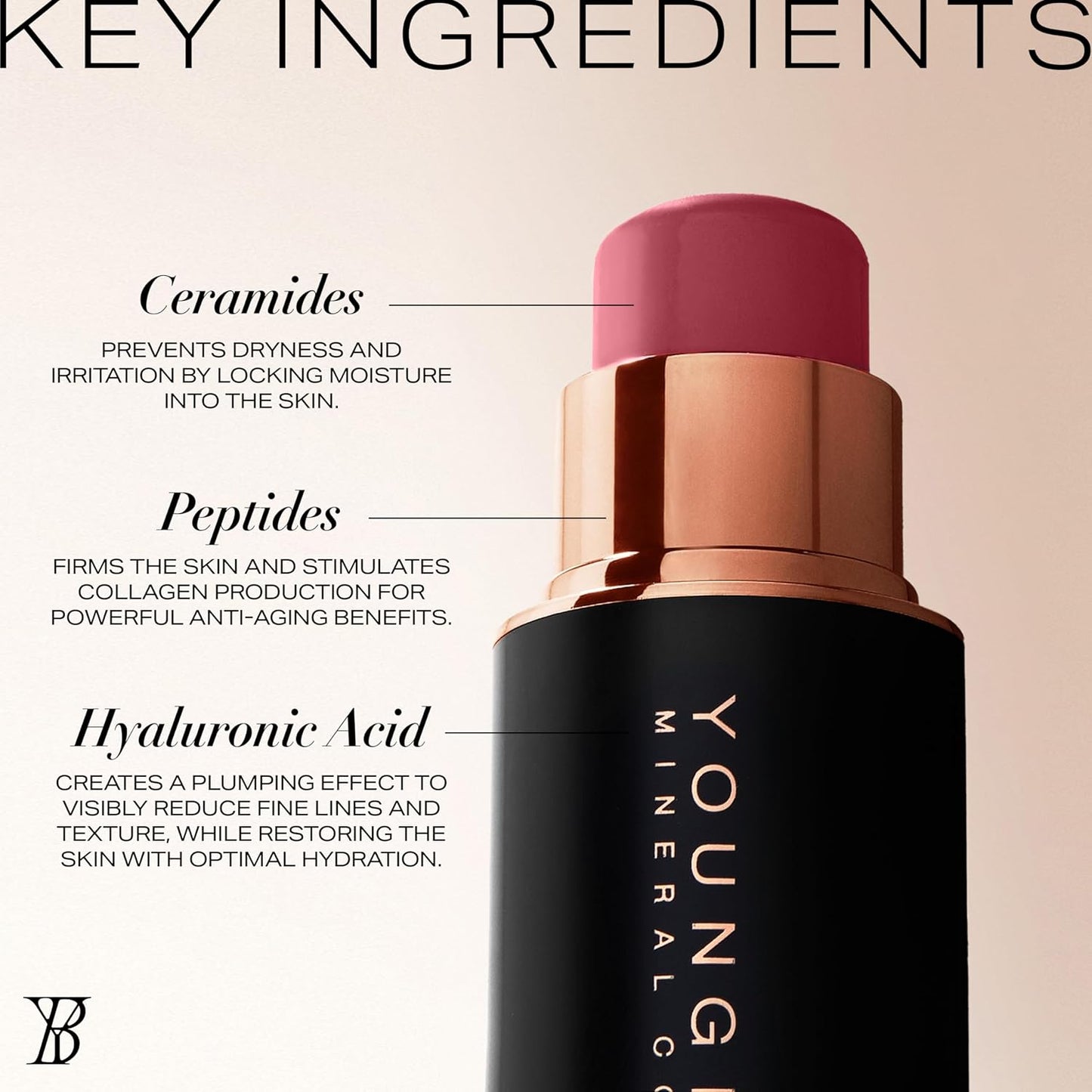 Youngblood VividLuxe Crème Blush Stick - Mulberry Shade for Radiant, Flawless Skin