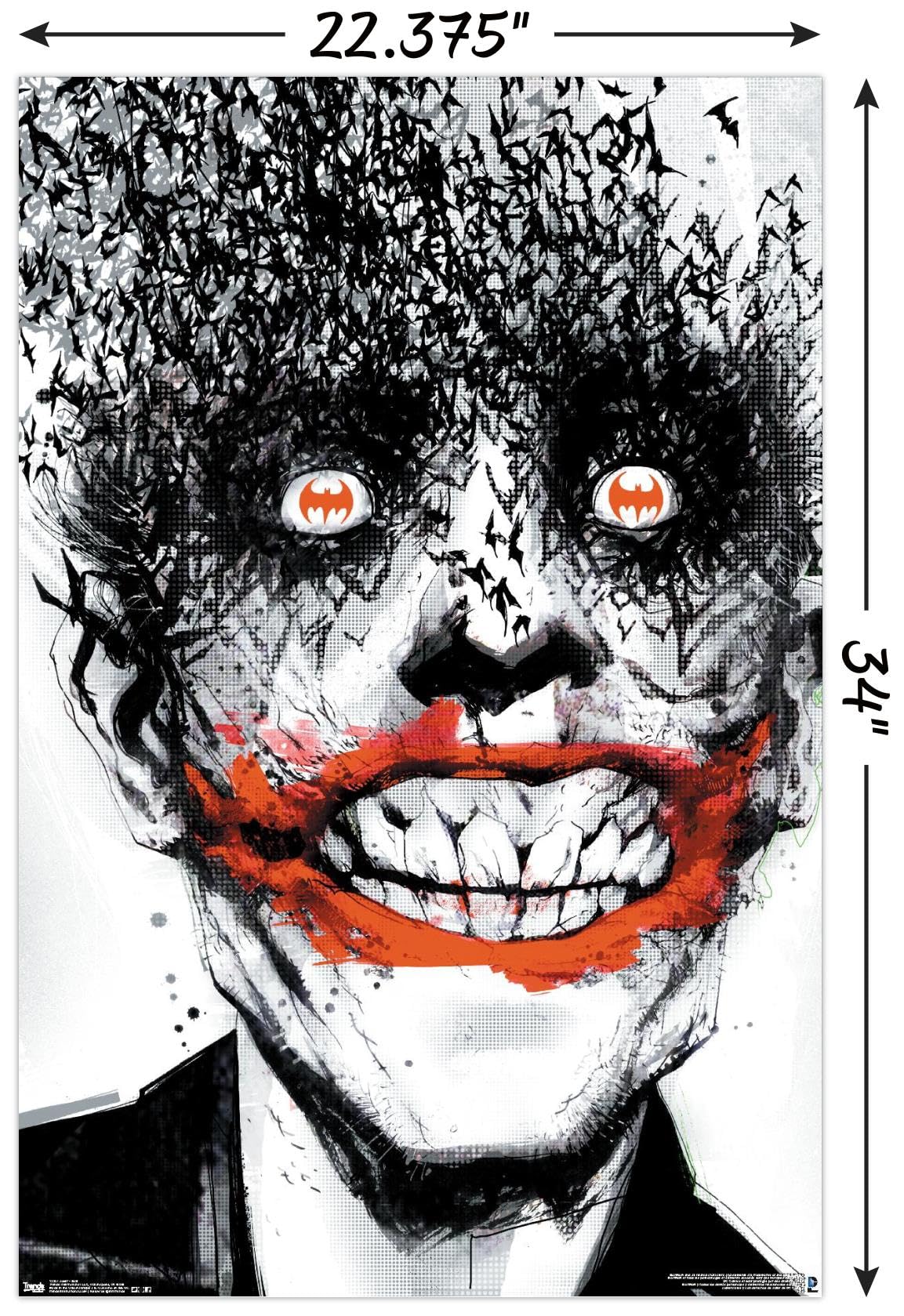 Trends International DC Comics - The Joker - Bats Wall Poster, 22.375" x 34", Unframed Version