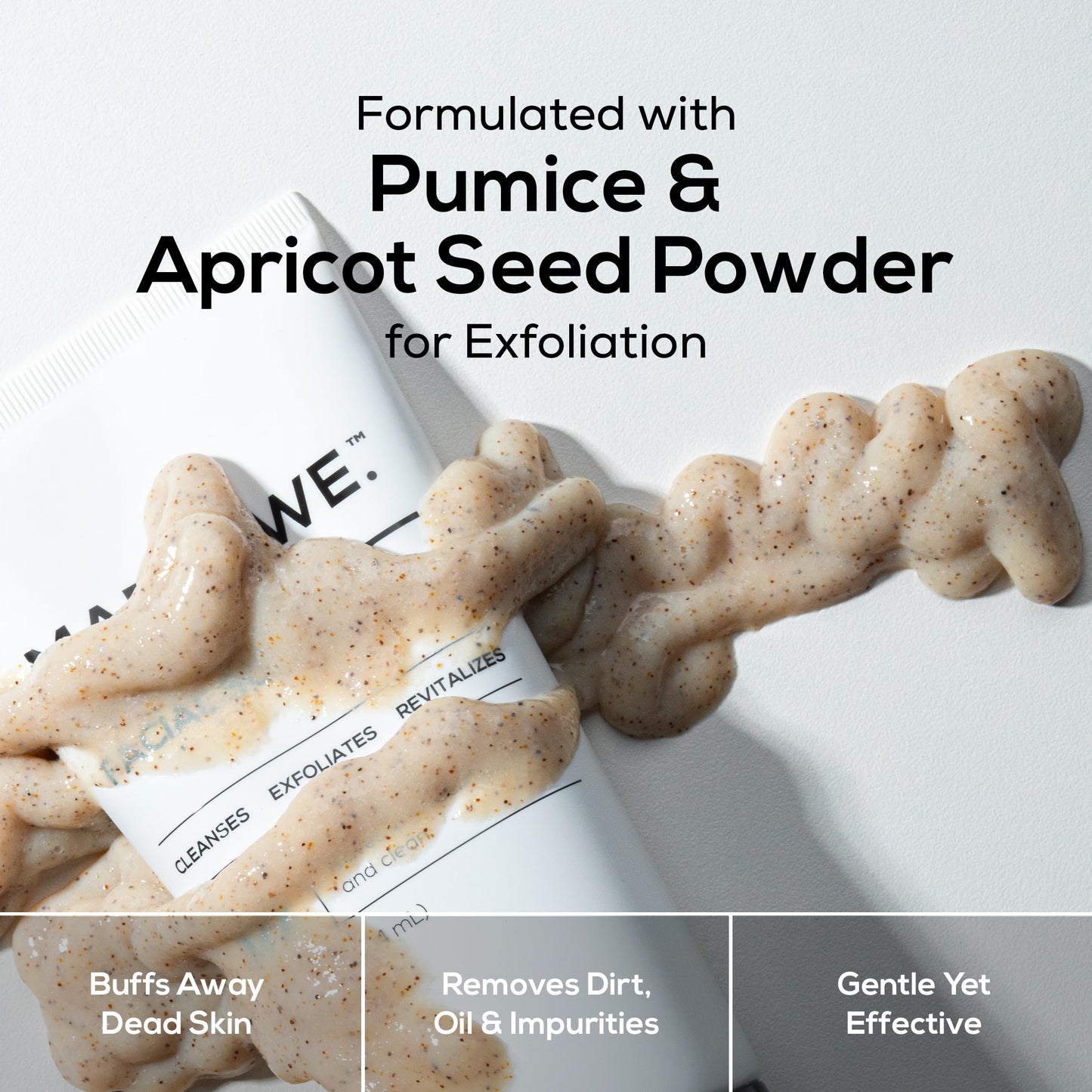 MARLOWE. Facial Scrub for Men, 6 oz, Exfoliating & Refreshing Gentle Face Exfoliator, Cleanses, Smooths, Revitalizes Skin, Clean Vegan Formula with Apricot Seed Powder & Pumice, Fresh Sage & Fir Scent