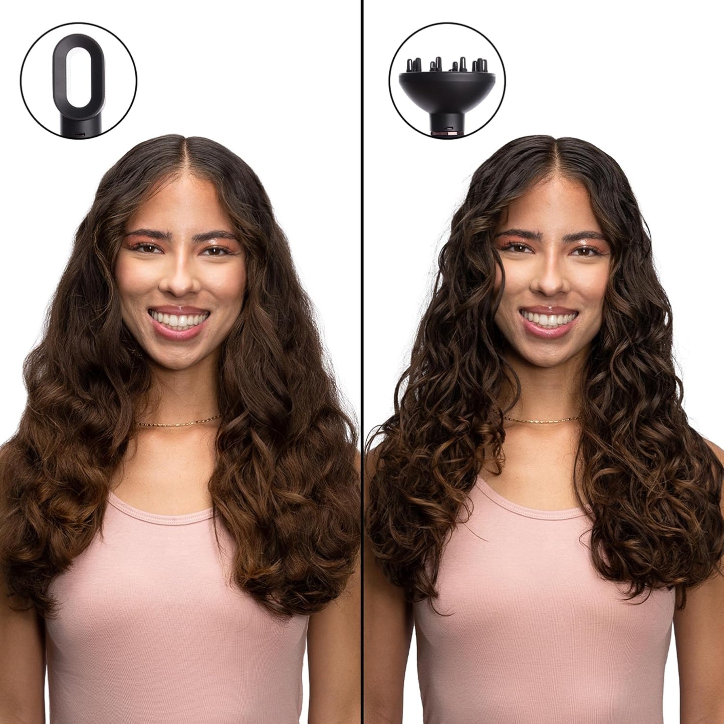 Foxybae 4-in-1 Blow-Dryer Brush Set - Curling Barrel & Diffuser for Frizz-Free Hair | Black Rose-Gold