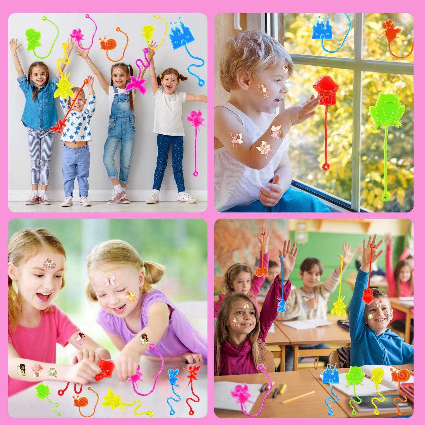 48 PCS Fairy Party Favors for Kids - 24 Temporary Tattoos & 24 Stick Hands