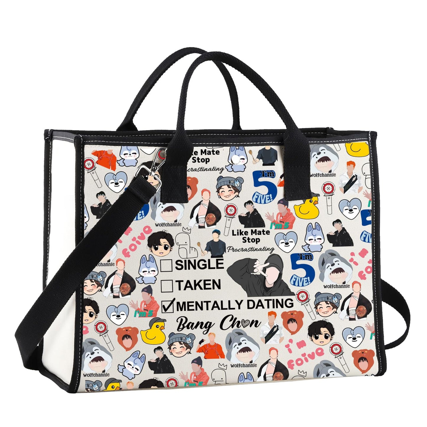 JNIAP Korean Group Stay Makeup Bag Music Lover Gifts Single Taken Mentally Dating With Bang C Stay Merchandise（Bang Tote）
