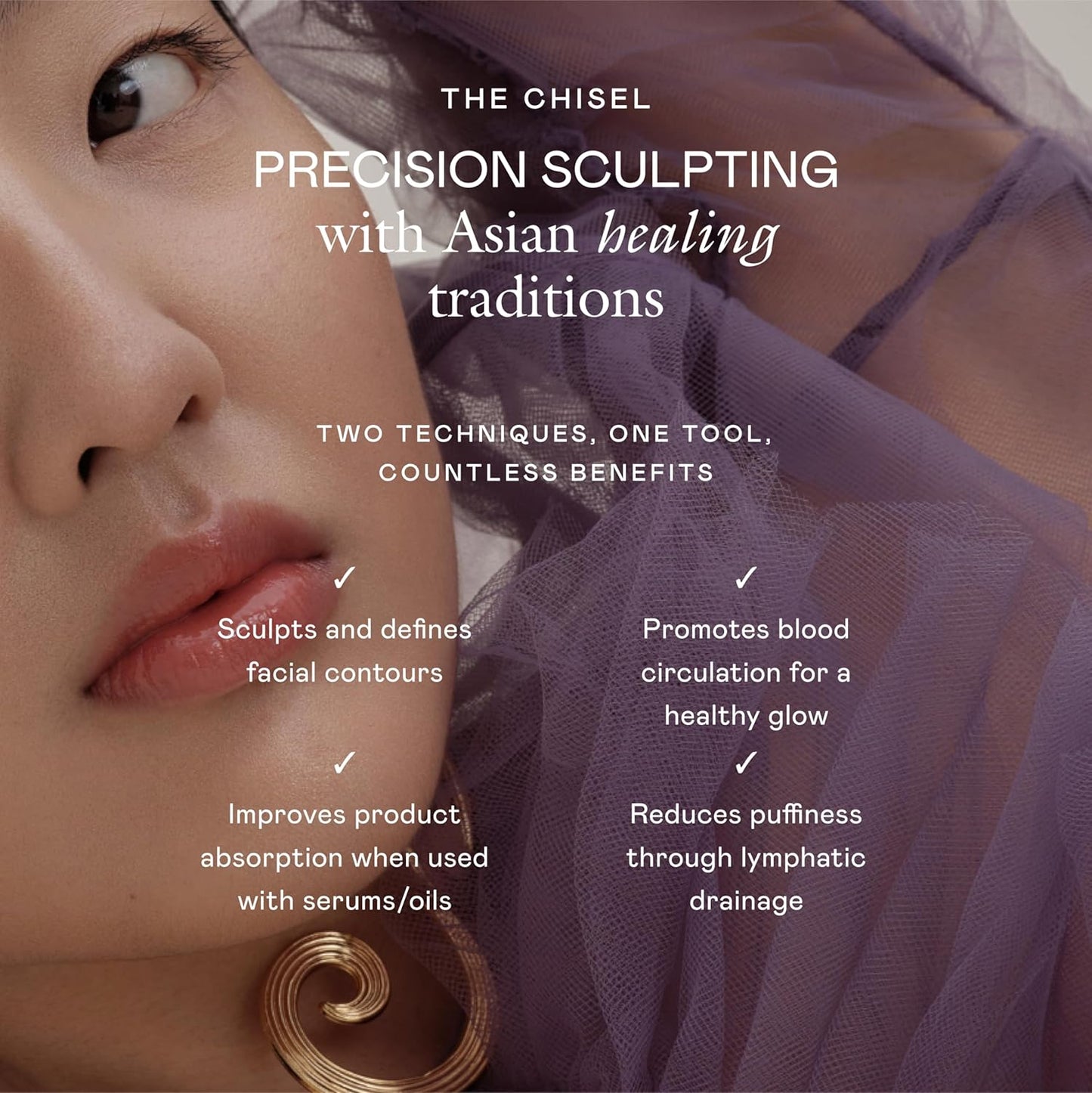 EADEM Gua Sha Facial Sculptor - Jade Roller & Chisel Tool for Skin Care Routine | Luxury Jawline Sculptor