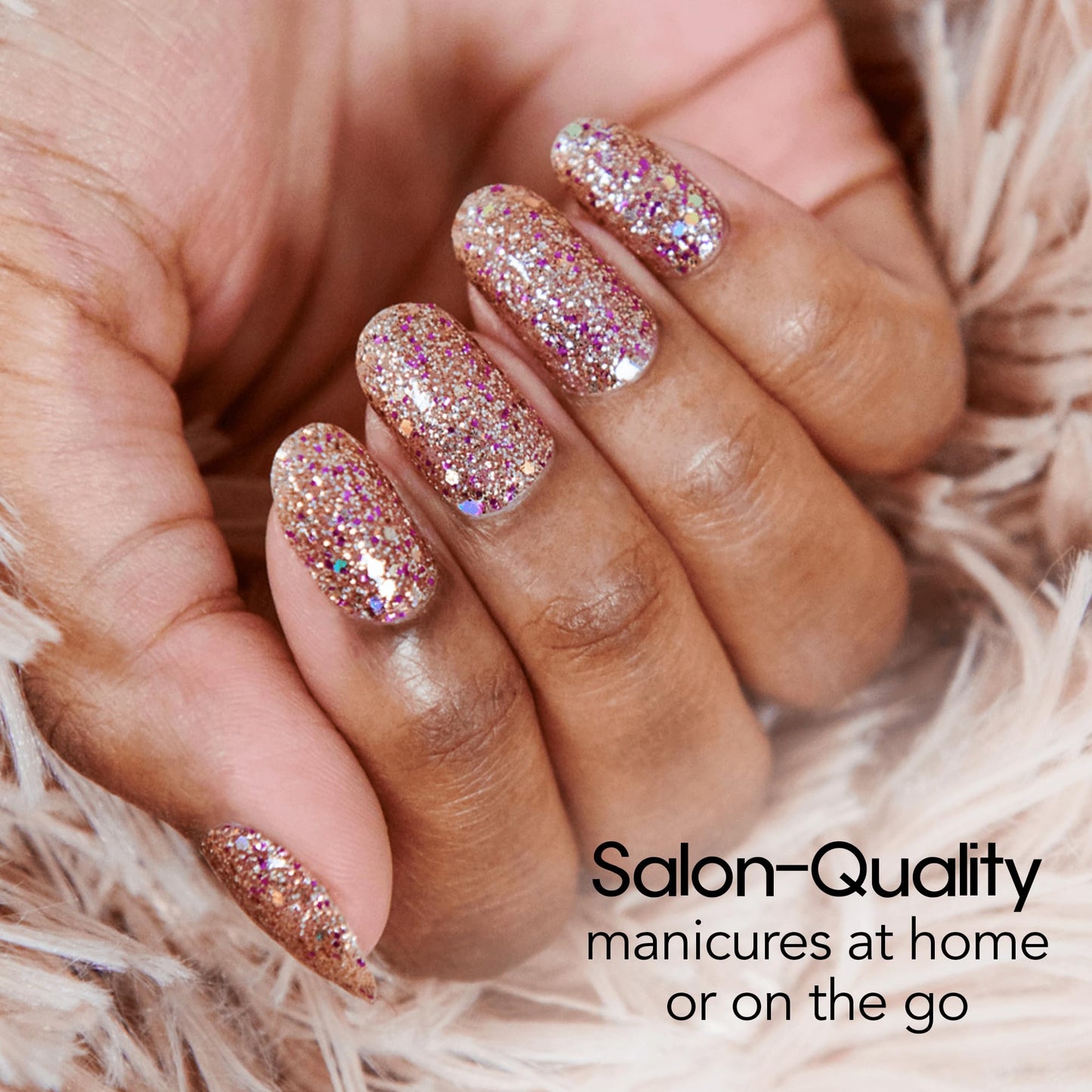 Color Street Tokyo Lights Nail Strips - Glitter Finish with Pink Gold Fuchsia & Holographic Sparkle - 16 Double-Ended Nail Polish Strips for Easy Application -Ideal for a Night Out or Special Occasion
