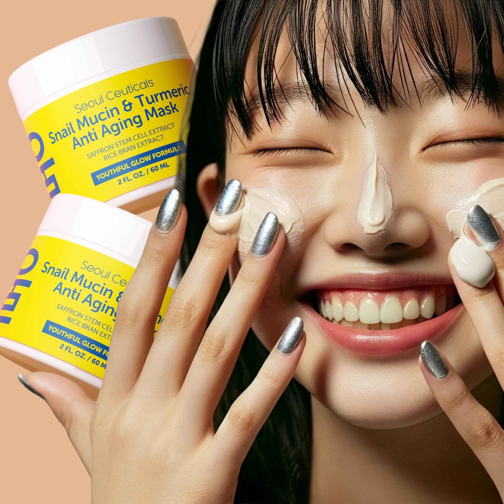 SeoulCeuticals Korean Face Mask Skin Care - Snail Mucin Turmeric Mask for Face – Cruelty Free K Beauty Anti Aging Face Mask for Healthy, Youthful Glow 2oz