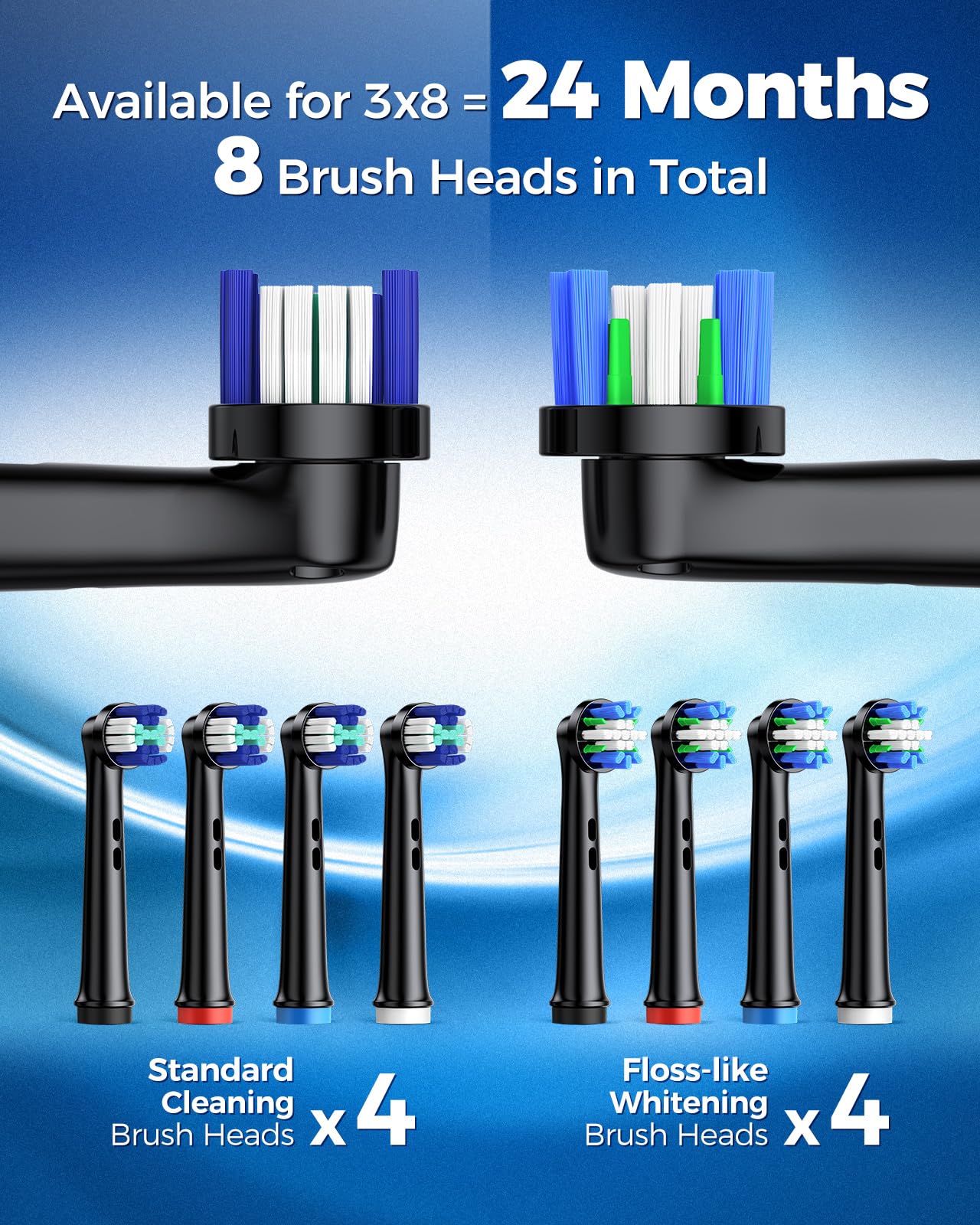 TEETHEORY Rotating Electric Toothbrush for Adults with 8 Brush Heads (2 Types), 4 Modes Deep Clean Electric Toothbrush with Rechargeable Power and 2 Min Smart Timer Grayish