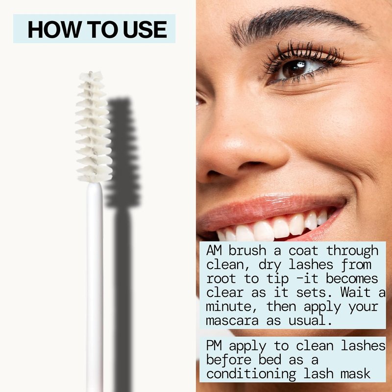 Vegan Collagen Eye Lash Serum & Clear Mascara Primer - Conditioning Formula with Vitamin B & E for Longer, Fuller Lashes