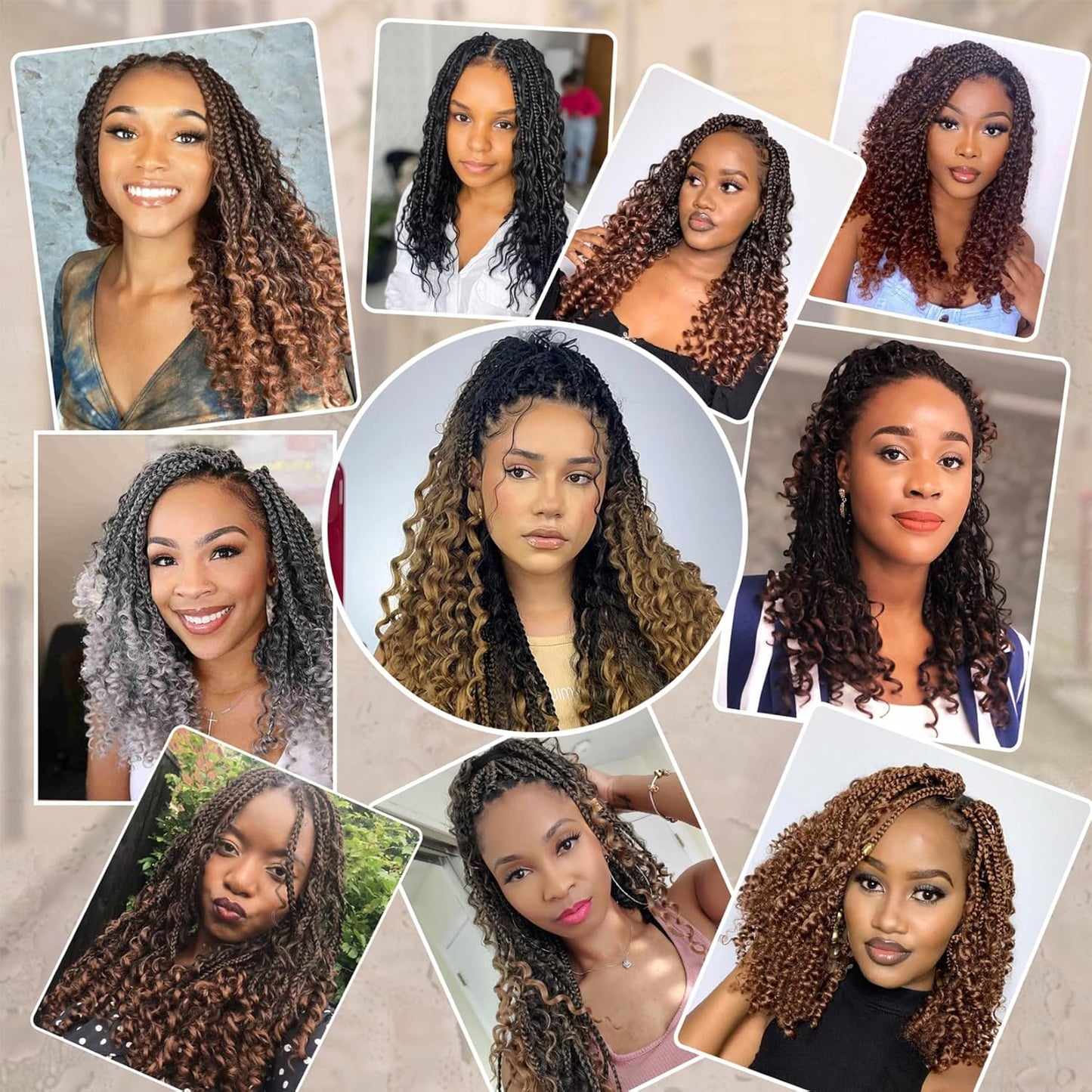 Goddess Box Braids Crochet Hair - 8 Inch Pre-Looped Boho Braids | Curly Ends, 8 Packs for Black Women