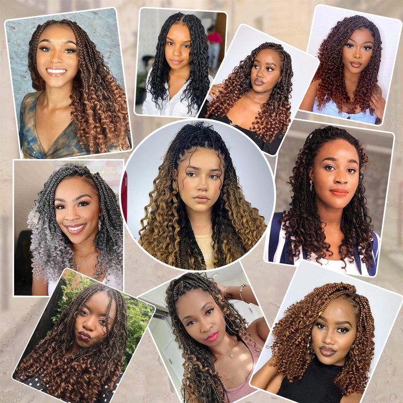 24 Inch Boho Braids Crochet Hair Pre Looped Bohemian Crochet Box Braids with Curly Ends, 8 Packs Goddess Box Crochet Braids for Black Women Long 3X Boho Crochet Braids Synthetic Braiding Hair 1B