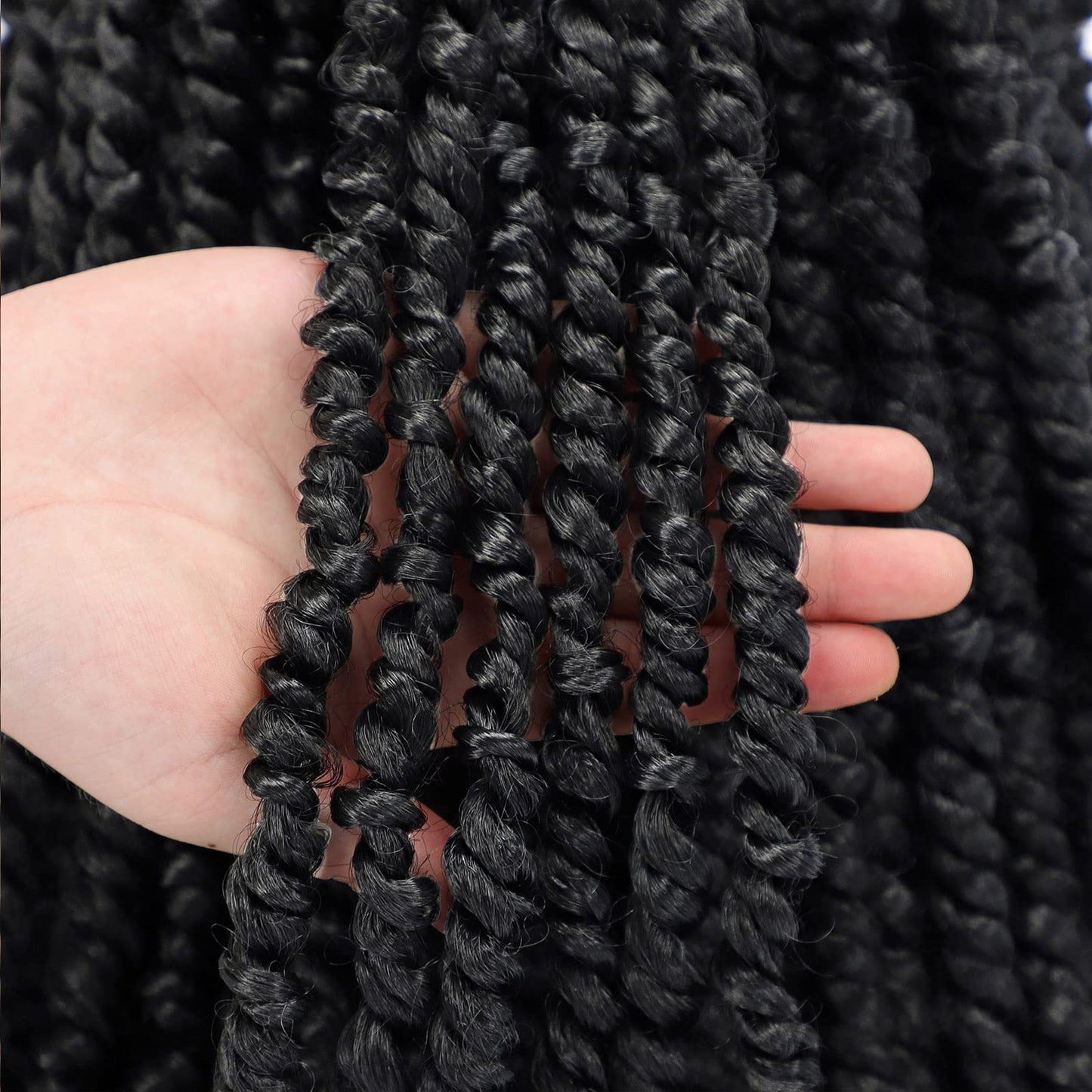 Passion Twist Hair 18 Inch Pre-twisted Passion Twist Crochet Hair for Women Pre-looped Water Wave Crochet Braids Bohemian Curly Crochet Hair Synthetic Hair Extensions 8 packs 1B