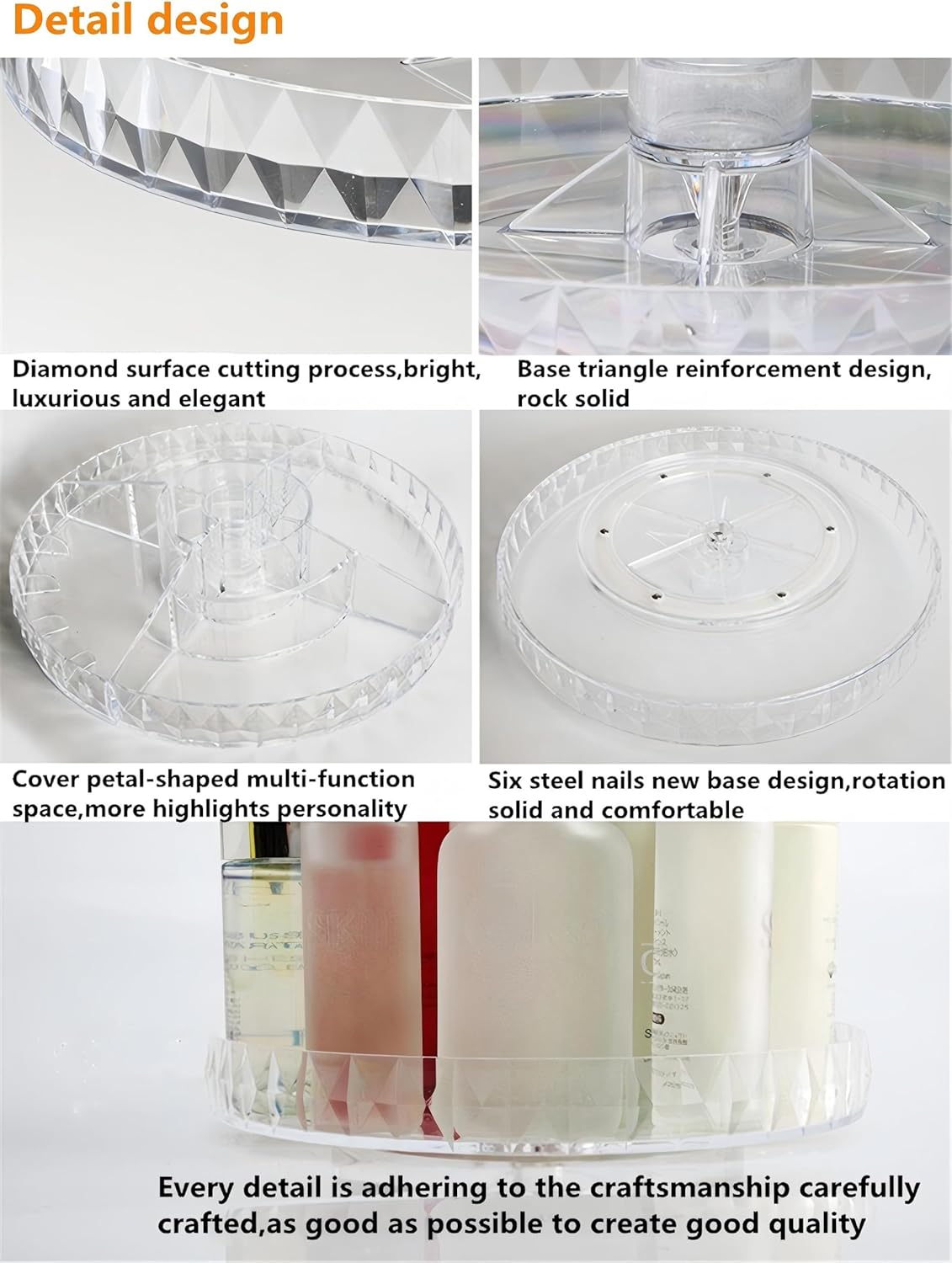 Diamond Pattern Perfume Organizer - 360° Rotating Acrylic Cosmetic Storage Box | Desktop Skincare Dresser