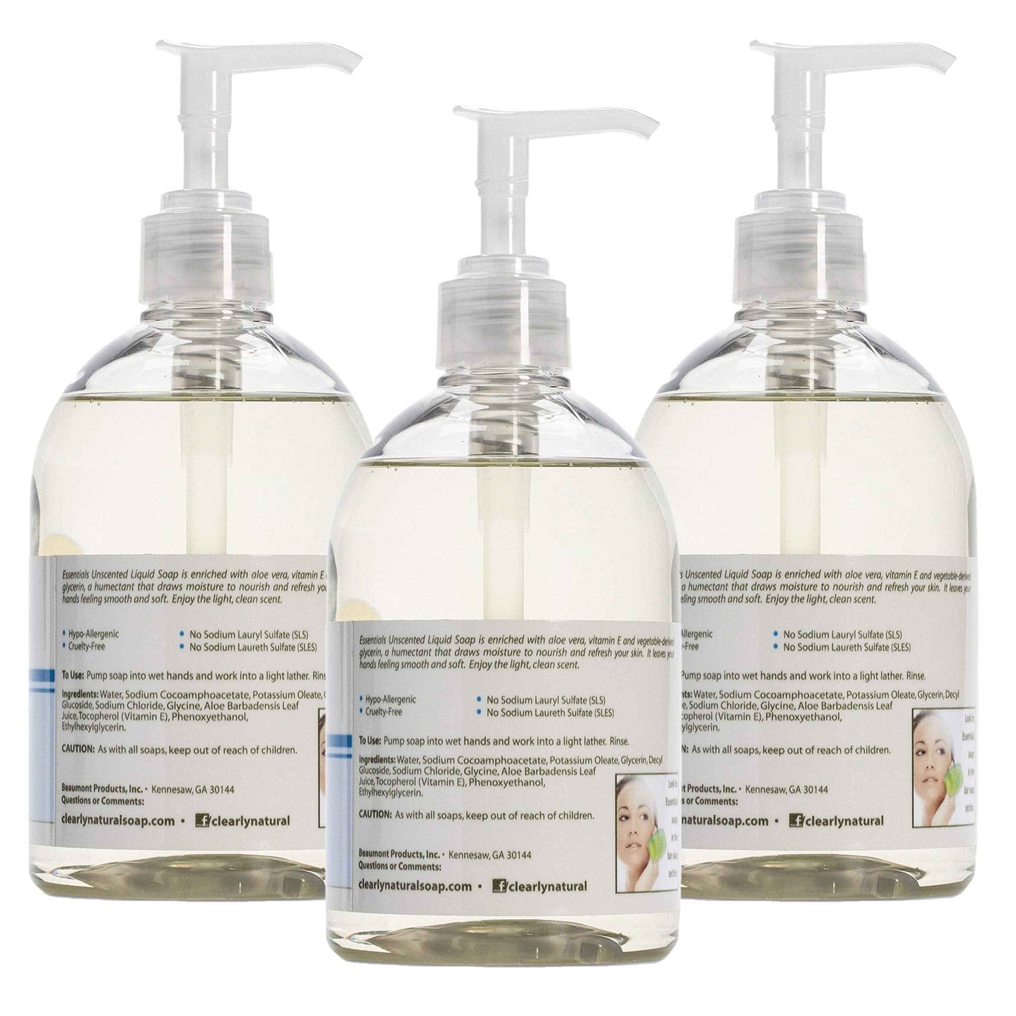 Essentials Glycerin Liquid Hand Soap, Unscented, 12-Fluid Ounce, Pack of 3