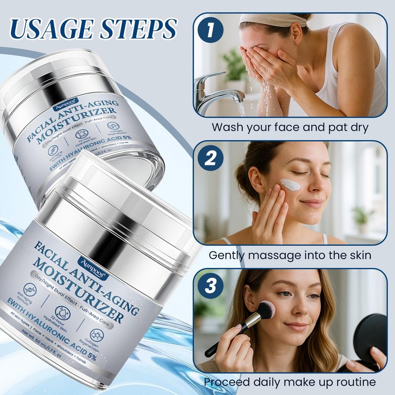 Retinol Collagen Anti-Aging Cream for Face Neck Tightening Moisturizing Skin Cream with Hyaluronic Acid Day Night Wrinkle Facial Moisturizer for All Skin Types 1.7 fl oz Each Set of 2