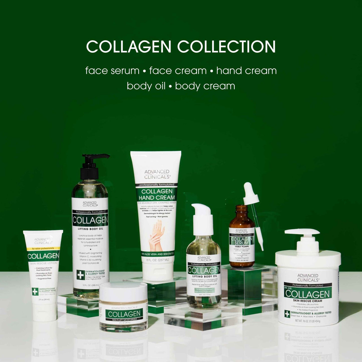 Advanced Clinicals Collagen Cream Body Lotion & Face Moisturizer W/Vitamin E | Skincare Collagen Lotion For Women, Men, Hand, & Neck Improves Look Of Crepe Skin & Uneven Dry Skin, 16Oz + Travel Size