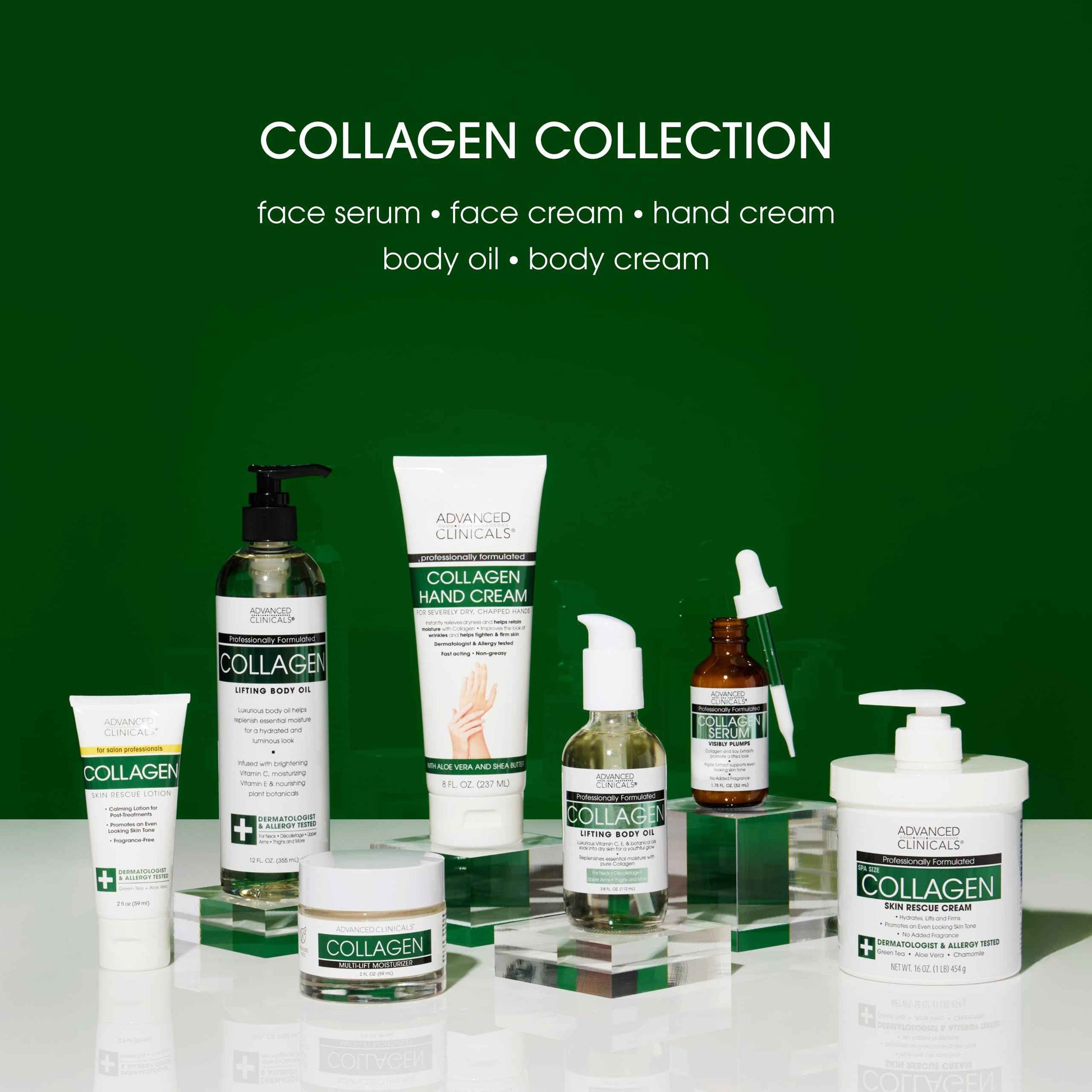 Advanced Clinicals Collagen Cream Body Lotion & Face Moisturizer W/Vitamin E | Skincare Collagen Lotion For Women, Men, Hand, & Neck Improves Look Of Crepe Skin & Uneven Dry Skin, 16Oz + Travel Size