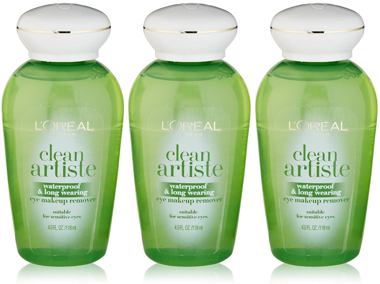 L'Oreal Paris Clean Artiste Waterproof & Long Wearing Eye Makeup Remover 4 oz (Pack of 3)