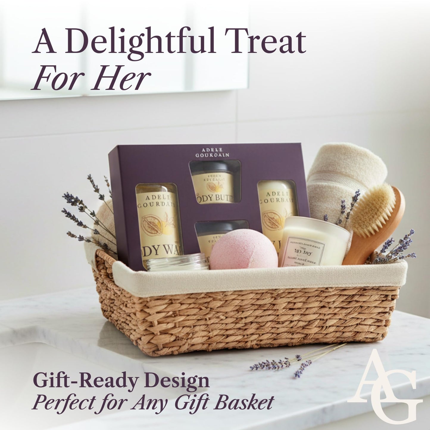 4-pc Bath and Body Womens Spa Gift Set, Lemon Scented, Adelegourdain