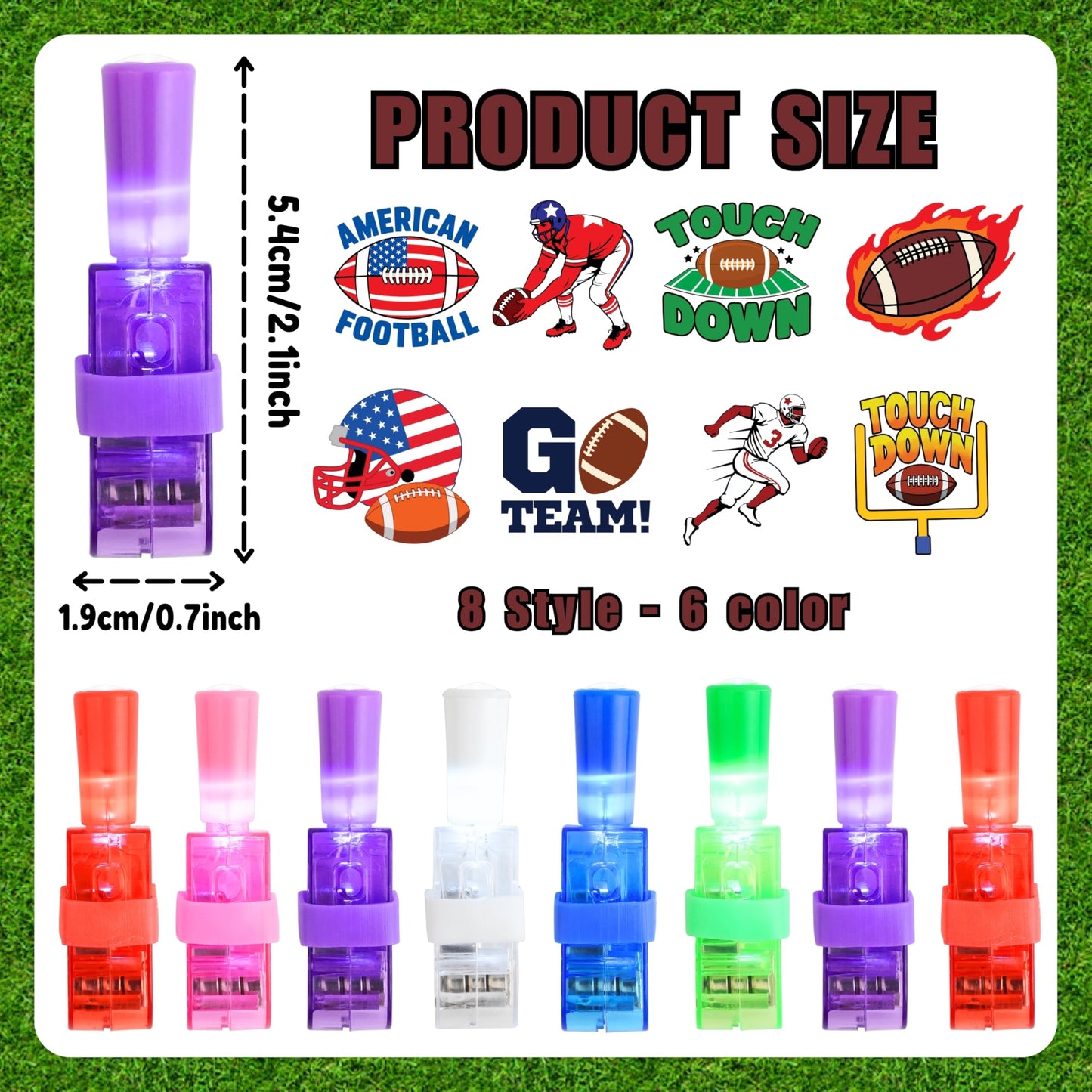 72 PCS Football Party Favors – 48 PCS Tattoos & 24 PCS LED Finger Lights Combo – Birthday Goodie Bag Fillers, Party Supplies, Gifts Light Up Toys Glow In The Dark for Boys and Girls (Football)