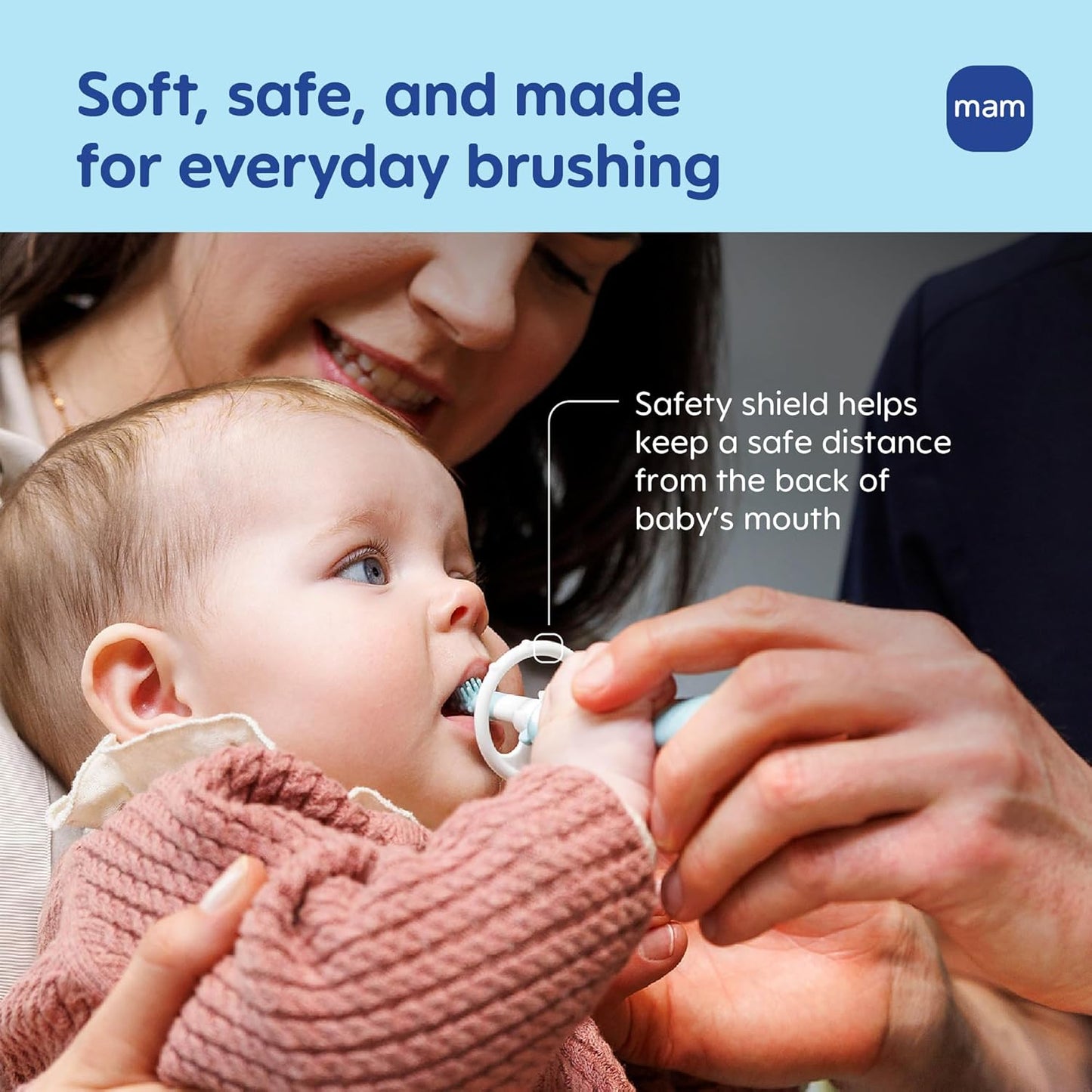 MAM Baby Toothbrush - Extra Soft Training Brush for Infants 6+ Months | Safety Shield, Rounded Head, BPA Free
