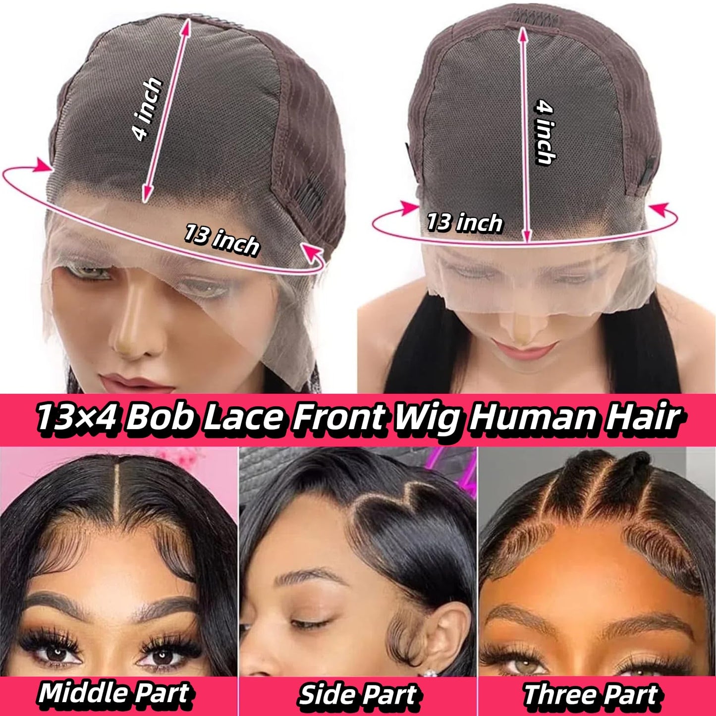 aallinine 13x4 Lace Front Bob Wigs Human Hair HD Lace Bob Wig Human Hair Straight Frontal Wigs for Black Women Pre Plucked with Baby Hair 14 Inch Natural Color