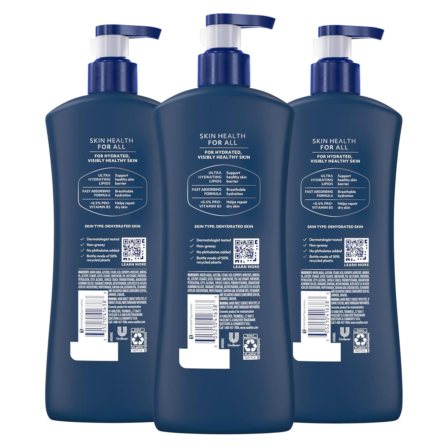 Vaseline Men's Healing Moisture Lotion - Fast Absorbing, Non-Greasy Formula for Dry Skin | 20.3 oz, Pack of 3