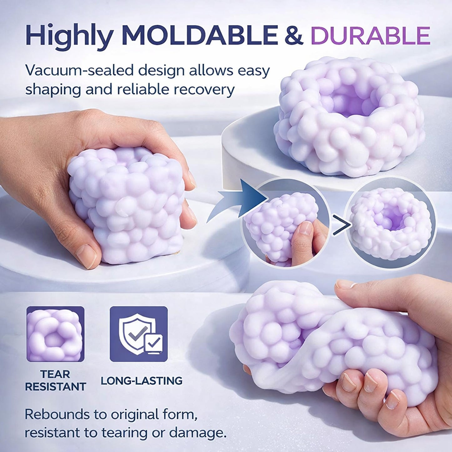 Crunchy Squishy Sand Stress Ball, Ice Skin Fidget Moldable Slow Rising Sensory Squeeze Balls, Stress Relief for Office Desk, Relaxing Fidget Gift (Pink)