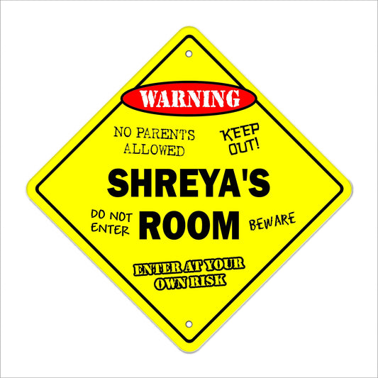 Shreya's Room Sign Crossing Zone Xing | Indoor/Outdoor | 12" Tall Kids Bedroom Decor Door Children's Name boy Girl
