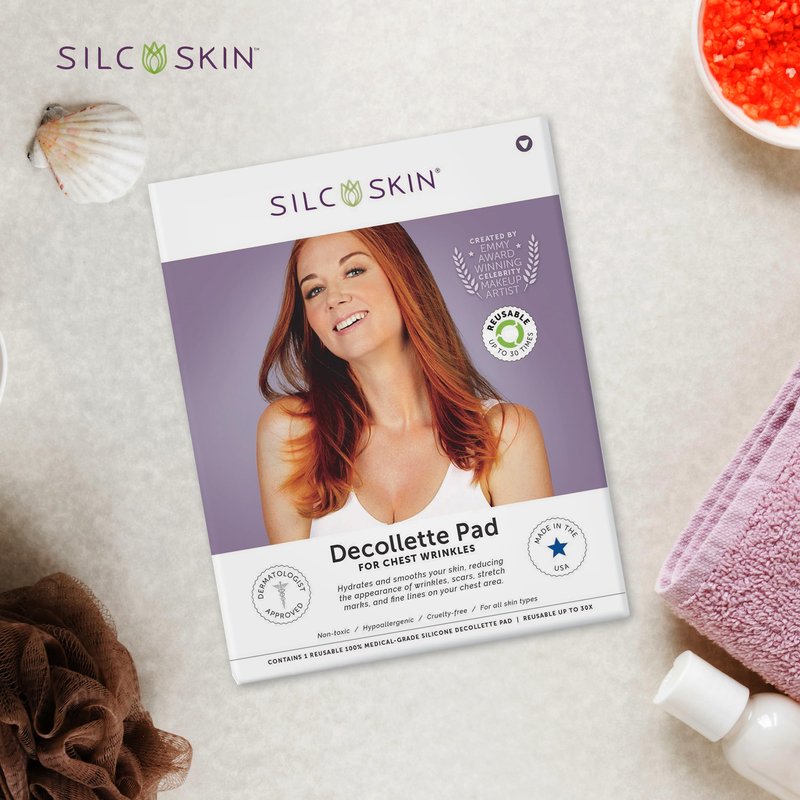 Silc Skin Decollette Pad Medical Grade Chest Wrinkle Patches For Sleep Lines And Sun Damage, Reusable Silicone Chest Pad, 30 Day Supply