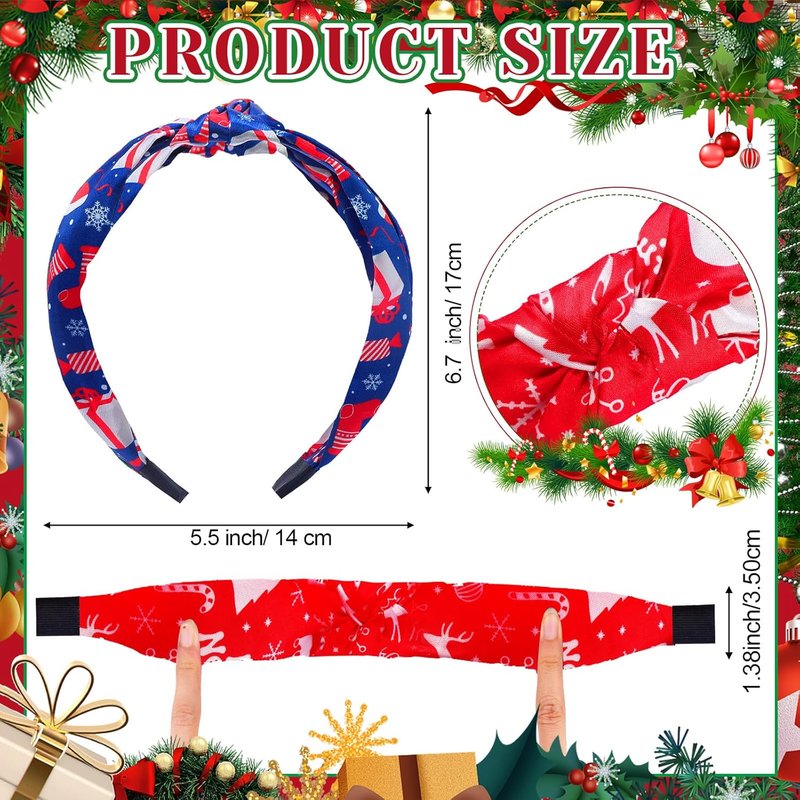 Christmas Headbands for Women - 24 Pcs Holiday Hair Accessories | Snowman, Santa, Tree & Reindeer Designs