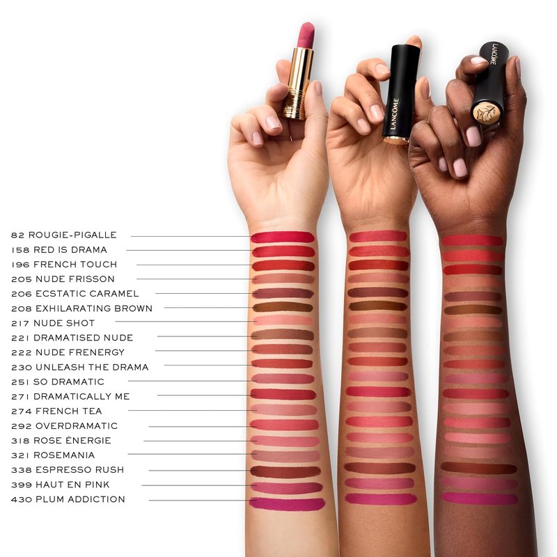 Lancôme L’Absolu Rouge Drama Matte Lipstick - Ultra Matte Finish, 8HR Full Coverage, Moisturizing Ingredients