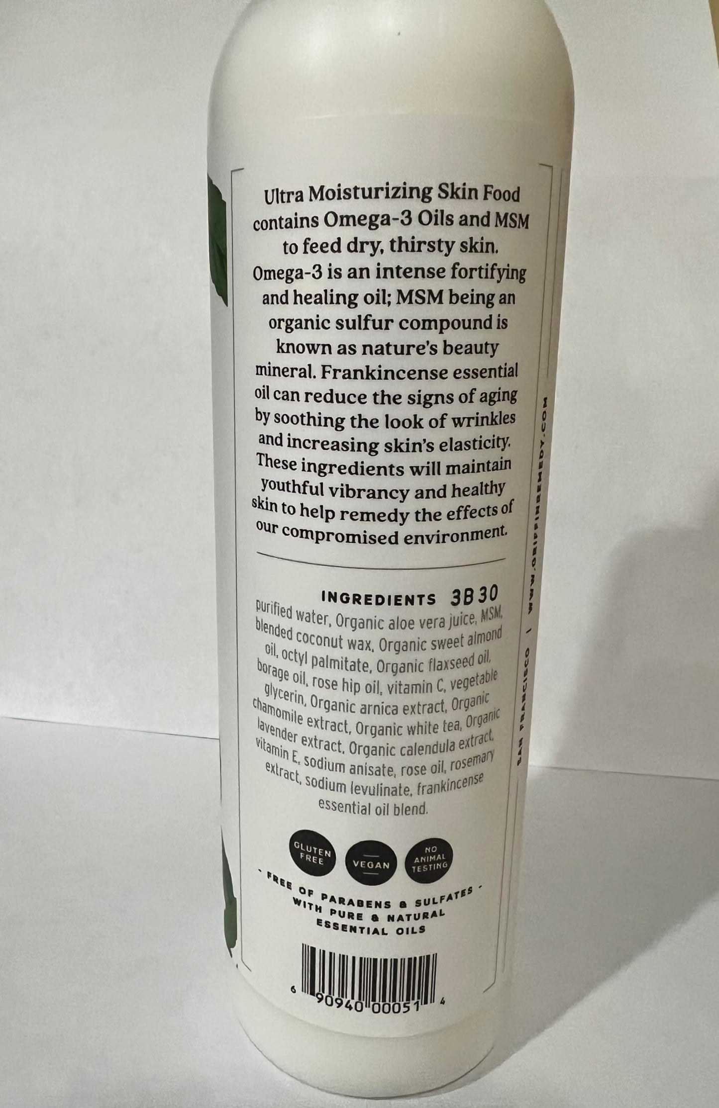 Griffin Remedy Omega-3 Body Lotion-Frankincense Essential Oils and Organic MSM, Ultra Moisturizing, All Natural, Paraben Free, Sulfate Free 8 fl oz