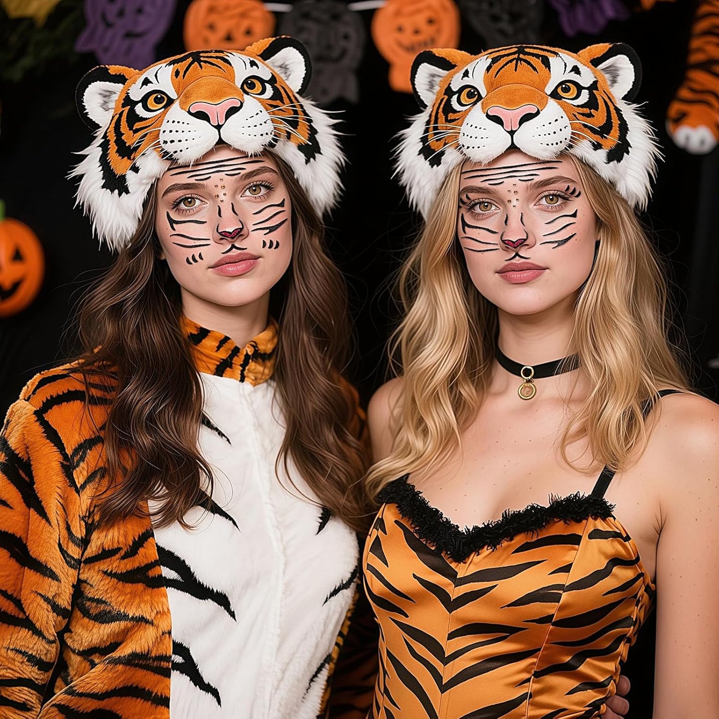Tiger Face Tattoo Stickers - Glitter Temporary Face Jewels for Adults & Kids | 2 Pcs for Makeup & Party Decor