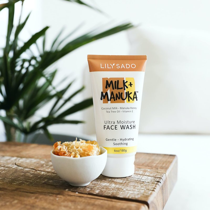 LILY SADO MILK+MANUKA™ Coconut Milk & Manuka Honey Cream Face Cleanser – Natural Ultra Moisturizing Facial Wash Cleanses, Balances, Soothes & Hydrates - Large 6oz