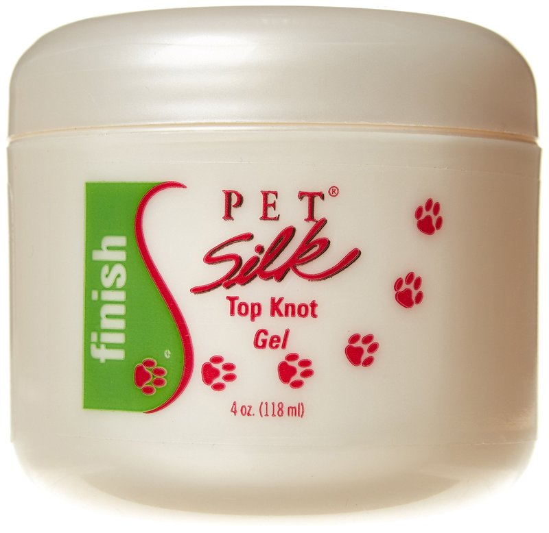 Pet Silk Top Knot Gel 4 Ounce Styling Finishing - Pet Hair Gel for Taming Frizzy Hair & Controlling Flyaways – Dog Anti-Static Lotion Cream with Floral Fragrance infused with Silk