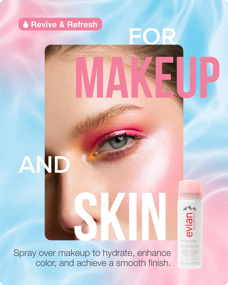 Evian Facial Spray 1.7 oz Travel 6-Pack - Hydrating Mineral Water Mist for Face & Skin - Refreshes Makeup and Tones Skin - TSA-Approved Mini Facial Spray Set for Daily Skincare Hydration